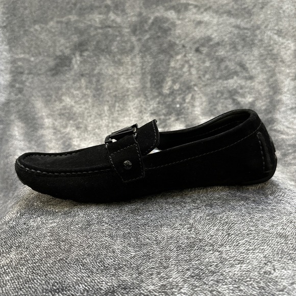 Louis Vuitton Suede Driving Loafers Men's 6.5 Black LV Hardware Made Italy - Picture 9 of 16